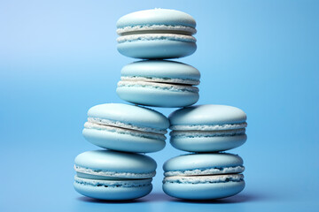 blue  macaroons on a pastel background 