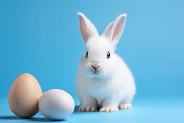 Fototapeta na wymiar Cute White Rabbit with Easter Egg