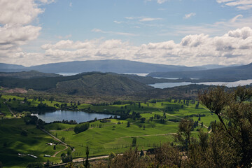 landscape with lake and mountains in New Zealand