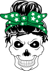 Women with Messy Bun Bandana Clipart mom life Woman's face Middle finger