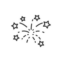 Fireworks and stars. Line with editable stroke