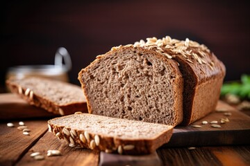 Fototapeta na wymiar cracked open loaf of sprouted grain bread