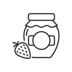 Strawberry jam, linear icon. Line with editable stroke