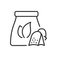 Tea pack, linear icon. Line with editable stroke
