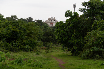 Fototapeta na wymiar Path leading to the St. Xavier's chapel on the hill