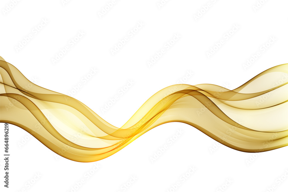 Poster abstract design element, wavy lines of gold color on a white background, abstract flow of a golden w