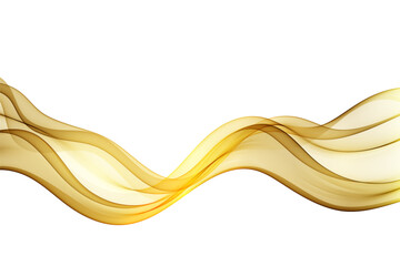 Abstract design element, wavy lines of gold color on a white background, abstract flow of a golden wave.