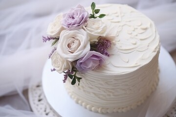 Obraz na płótnie Canvas white wedding cake with floral decorations