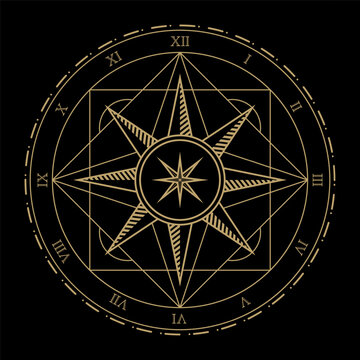 mysterious abstract golden sacred magical circle symbol