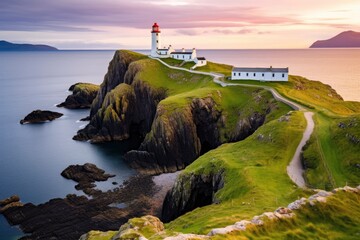 Skye island Nest Point lighthouse in Highland. - obrazy, fototapety, plakaty