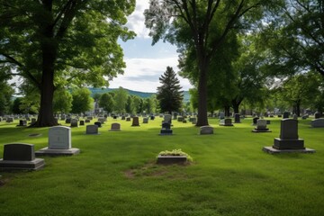 Fototapeta premium wide shot of graveyard with tombstones