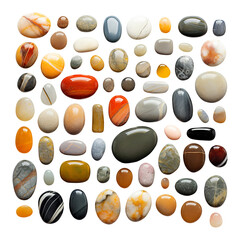 set of stones isolated on transparent background Remove png, Clipping Path
