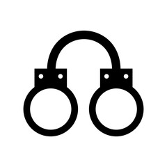 Black shackle handcuffs icon flat vector design - obrazy, fototapety, plakaty