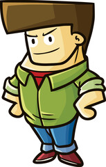 Cool guy with green shirt cartoon illustration