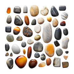 set of stones isolated on transparent background Remove png, Clipping Path