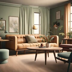 Fototapeta premium living room interior with sofa set and table