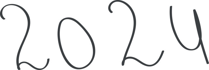 2024 year line drawing isolated 