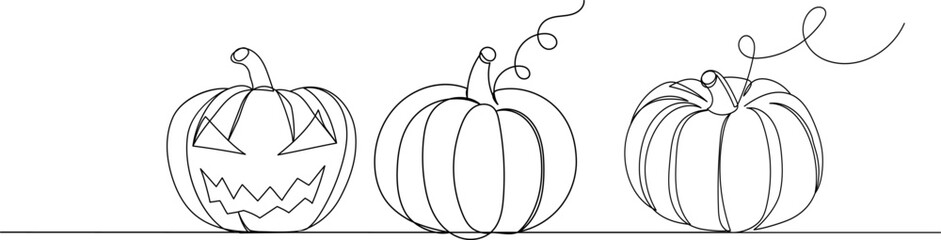 pumpkin continuous line drawing isolated vector