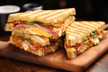 double-decker toasted sandwich cut into triangles