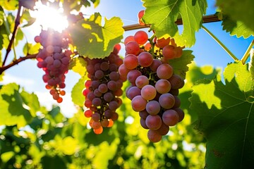 Fototapeta premium Closeup Of Grapes Growing In Vineyard.