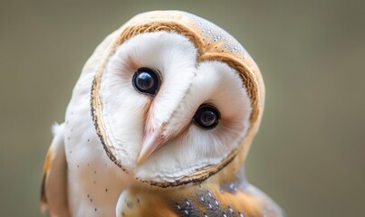 Fototapeta premium Tyto alba head, a common barn owl. close up.