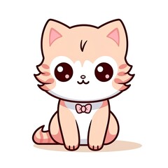 Obraz premium Cute Kawaii cat clipart icon white background.