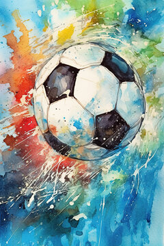 Soccer ball, colorful artistic poster