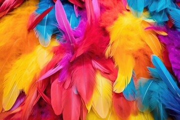 brightly dyed feathers used for embellishing costumes