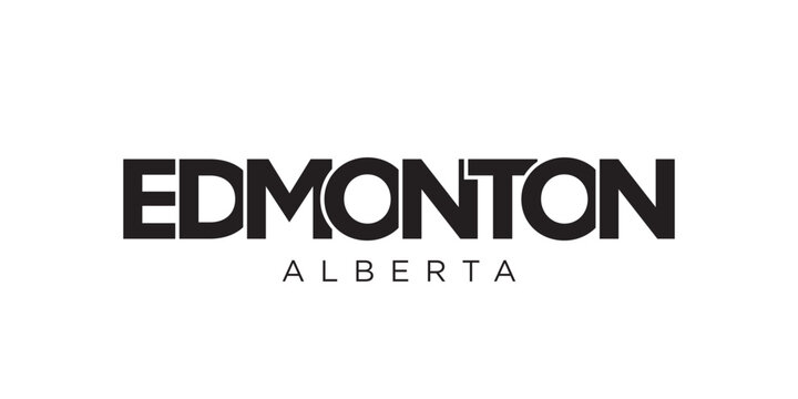 Naklejki Edmonton in the Canada emblem. The design features a geometric style, vector illustration with bold typography in a modern font. The graphic slogan lettering.