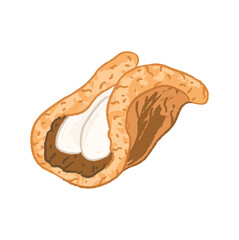 Half moon waffle pie cake with cream