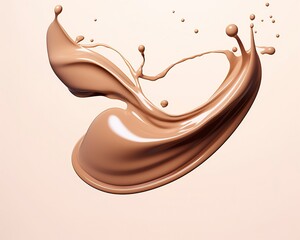 Liquid foundation splash element, fluid cosmetic cream 3d rendering.