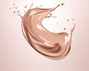 Liquid foundation splash element, fluid cosmetic cream 3d rendering.
