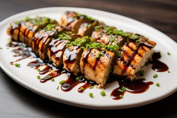 grilled tofu steaks with syrupy teriyaki sauce drizzle