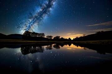 Milky Way Reflected on Lake.