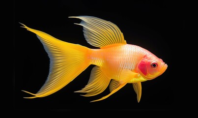 goldfish isolated on black background. Generative AI