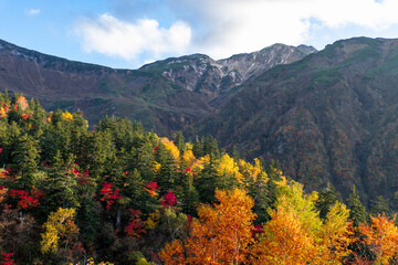 北海道　秋の十勝岳連峰の紅葉