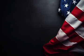 United States flag on dark background with text space. Concept of celebrating Labor Day - obrazy, fototapety, plakaty
