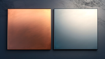 Glossy textured metal and bronze squares with space for text.