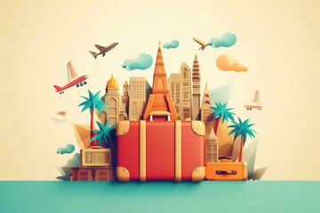 Background representing travel and vacation concept. Generative AI