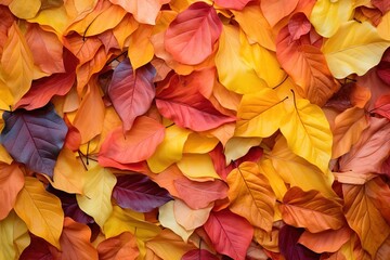 Fototapeta na wymiar piles of colorful summer leaves. Generative AI