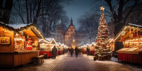 Rolgordijnen Beautiful and romantic Christmas markets © Kien