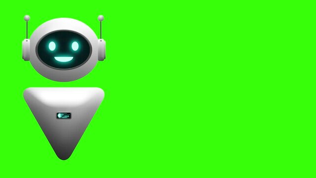 artificial chatbot robot on green screen animation. digital futuristic technology and innovation.