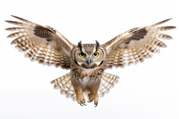 Fototapeta premium Flying owl on white background