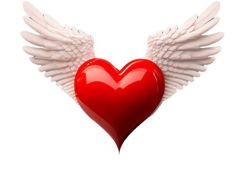 red heart with legs with beautiful wings