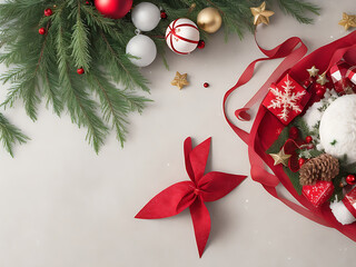 Christmas holidays composition, Christmas red decorations