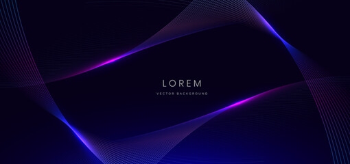 Abstract futuristic glowing neon blue and pink wave light lines on dark blue background.9