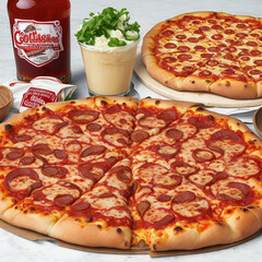 pizza with meat and cheese