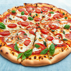 pizza with meat and cheese