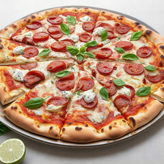 pizza with meat and cheese