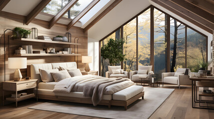 Farmhouse interior design of modern bedroom